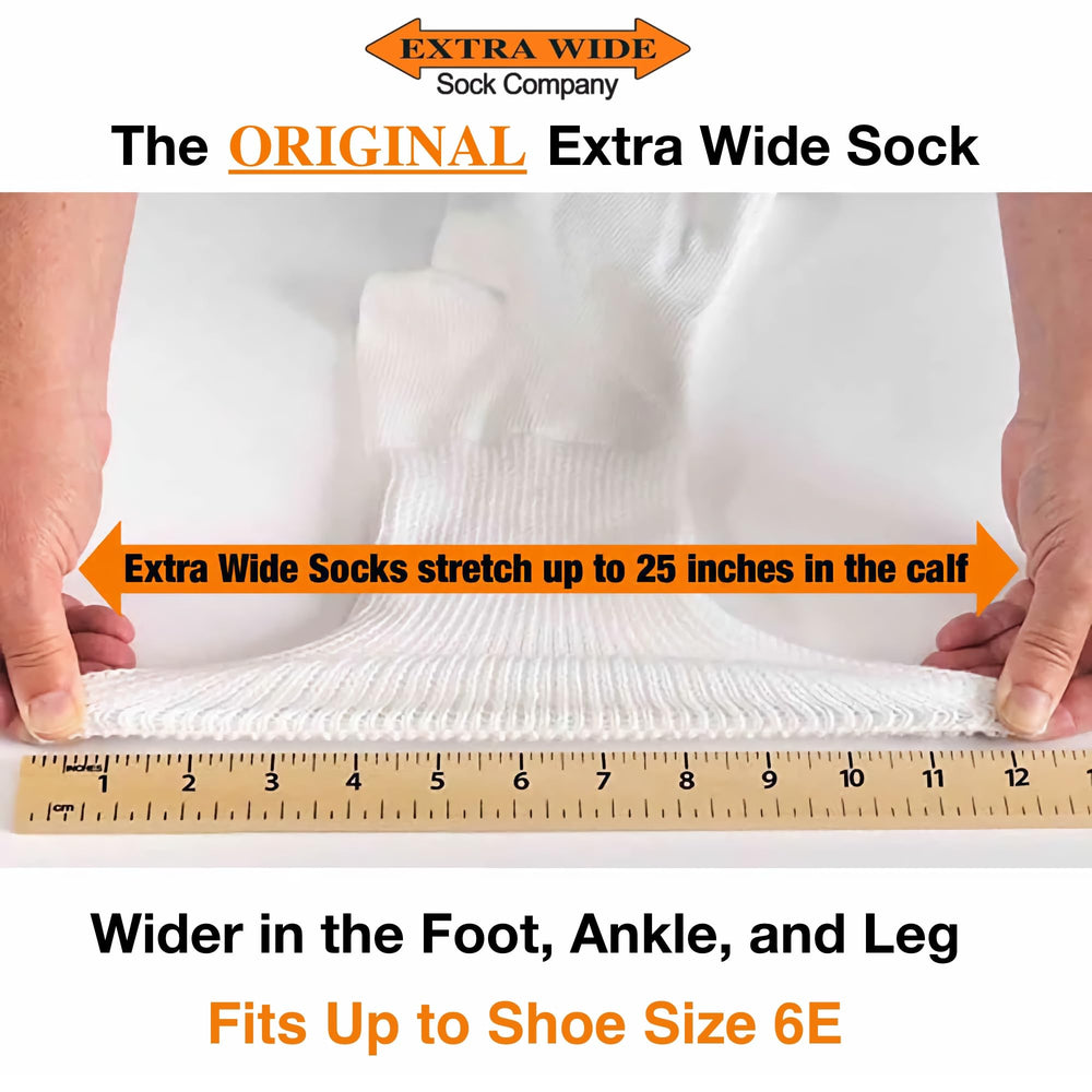 Elastic comfort top on Extra Wide sock demonstrates non-binding fit