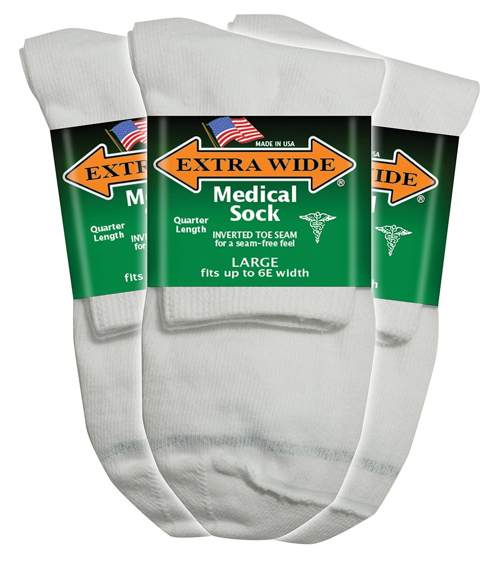 Extra Wide Quarter Sock Pack 3 front view, comfortable ankle length for everyday wear