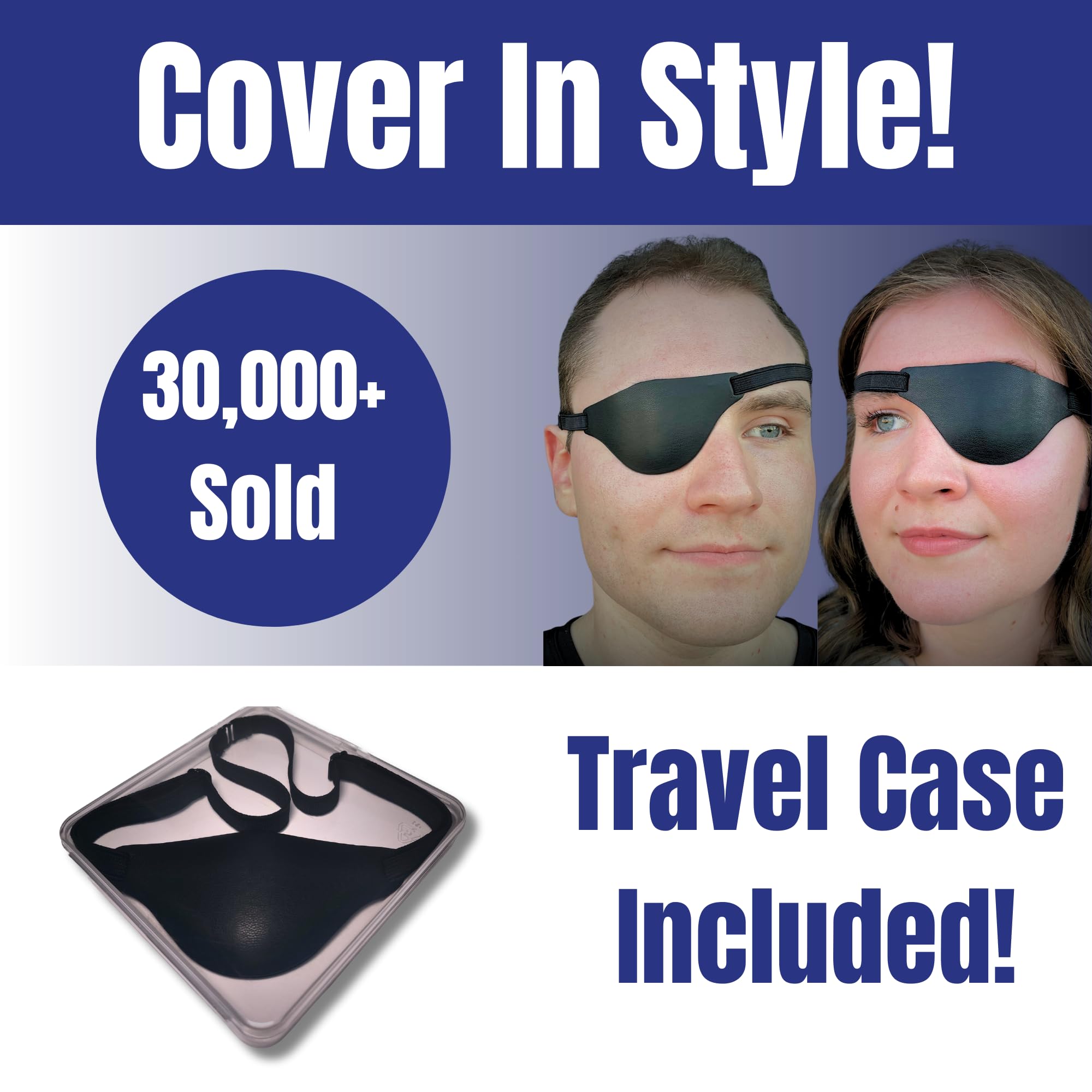 Extraordinary Commissary black leather eye patch offers a timeless everyday look.