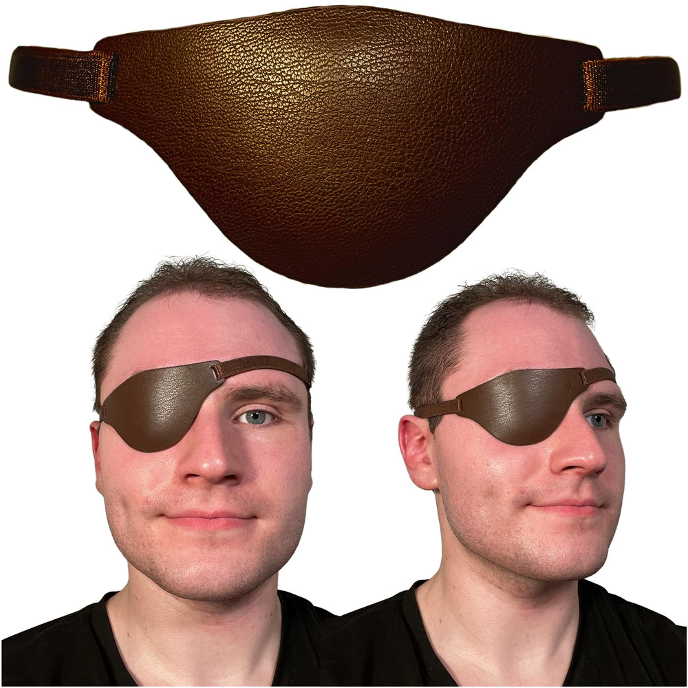 Extraordinary Commissary brown leather eye patch with adjustable band for secure fit