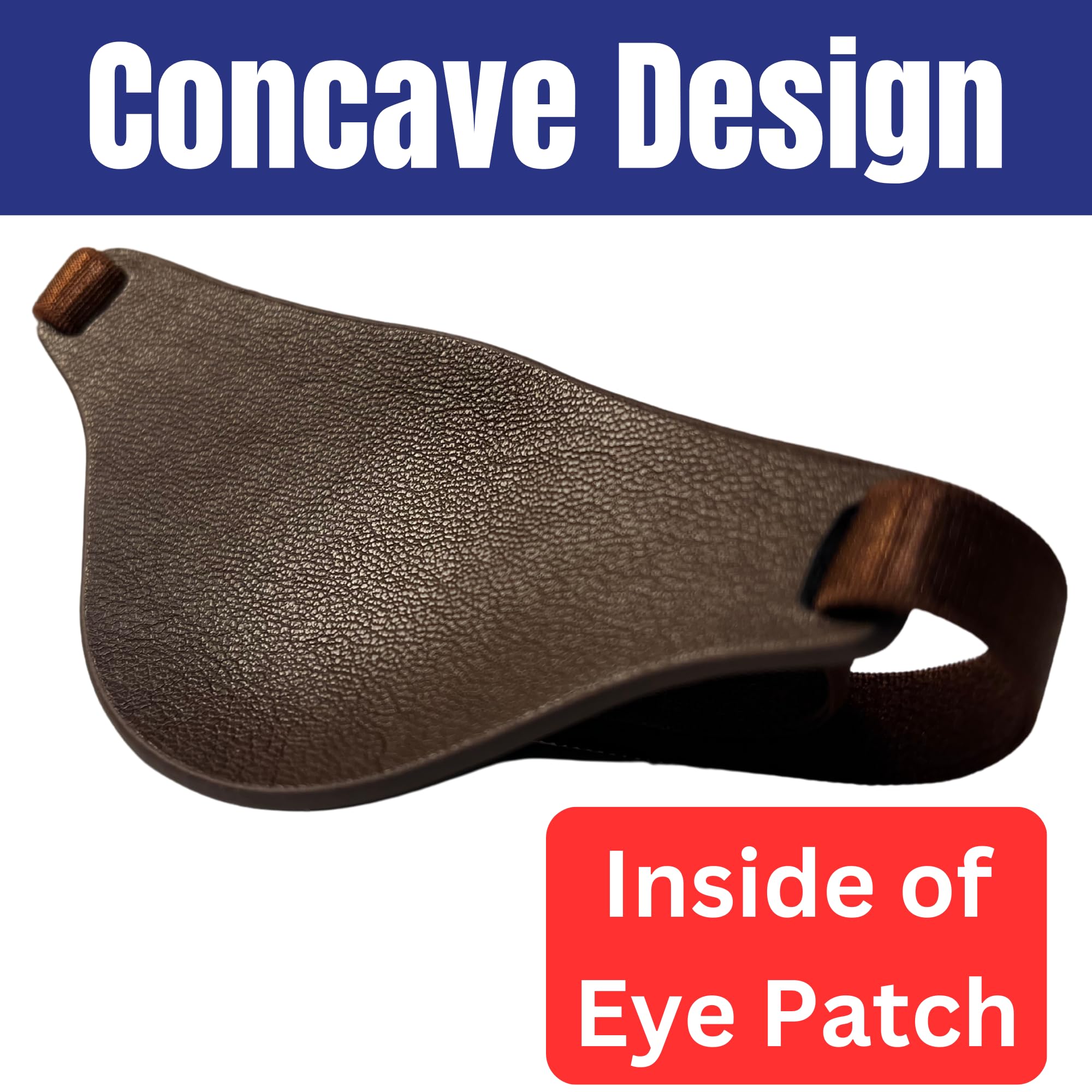 Closeup of Extraordinary Commissary eye patch concave design under glasses