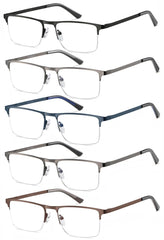 EYECEDAR 5-pack metal half-frame glasses with spring hinges for daily wear