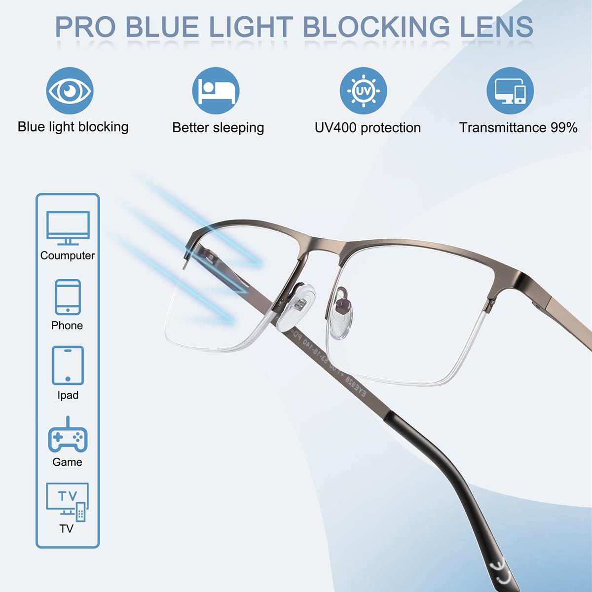 EYECEDAR blue light blocking lenses reduce screen glare for safer viewing