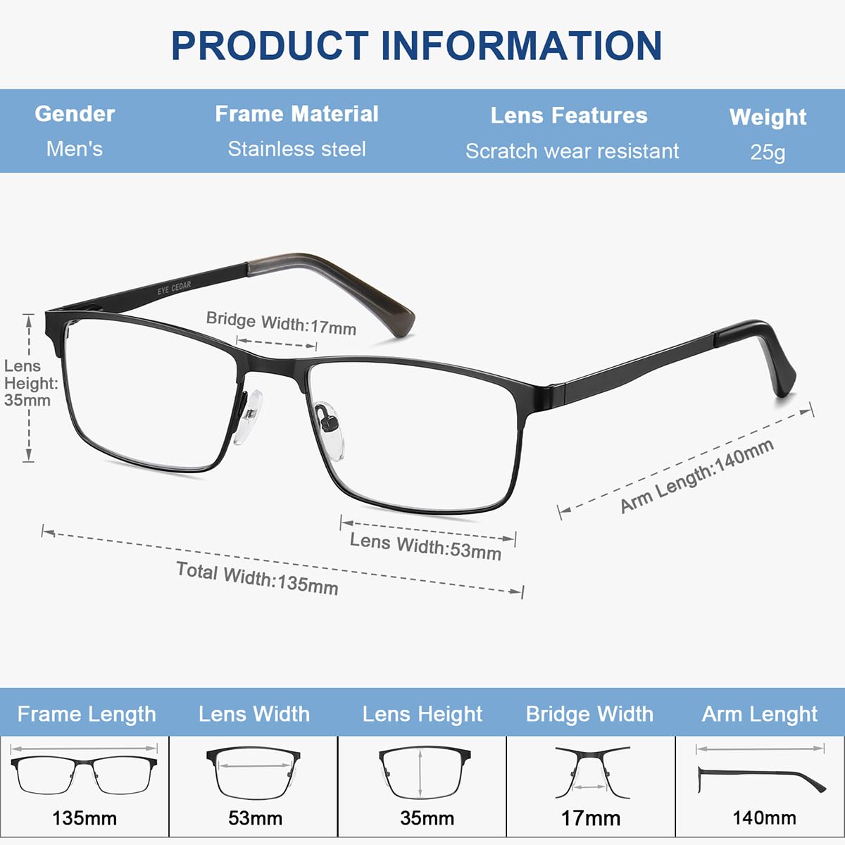 EYECEDAR blue light blocking lenses reduce screen glare for easier reading.