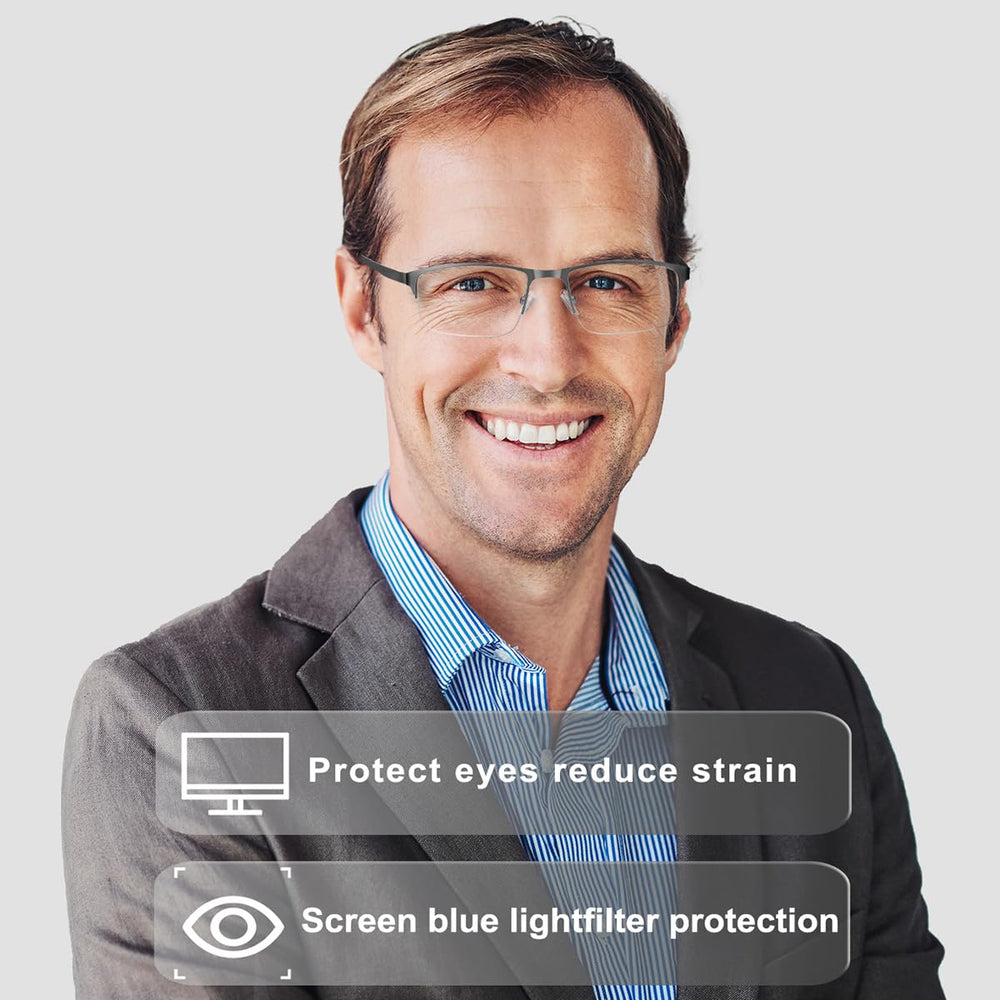 EYECEDAR gunmetal gray half-frame glasses for a lightweight feel