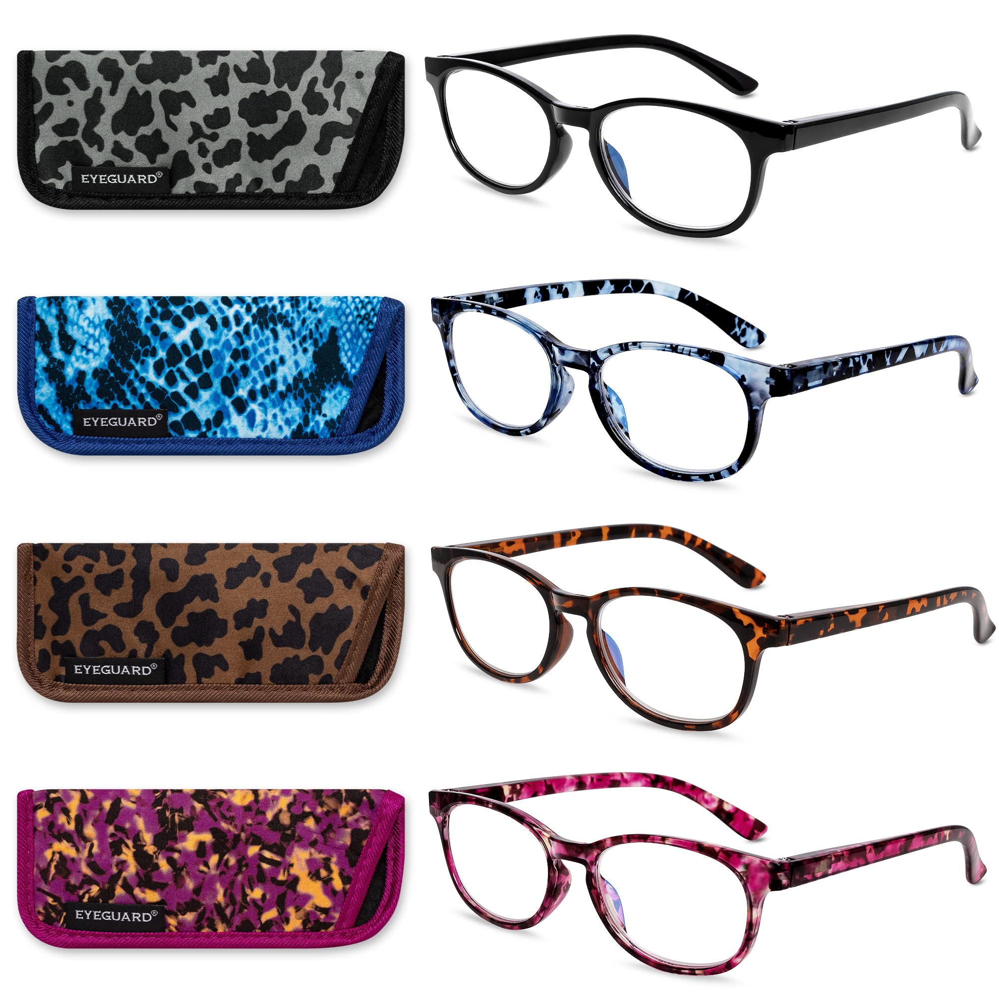 EYEGUARD blue light reading glasses 4-pack front view for daily comfort.