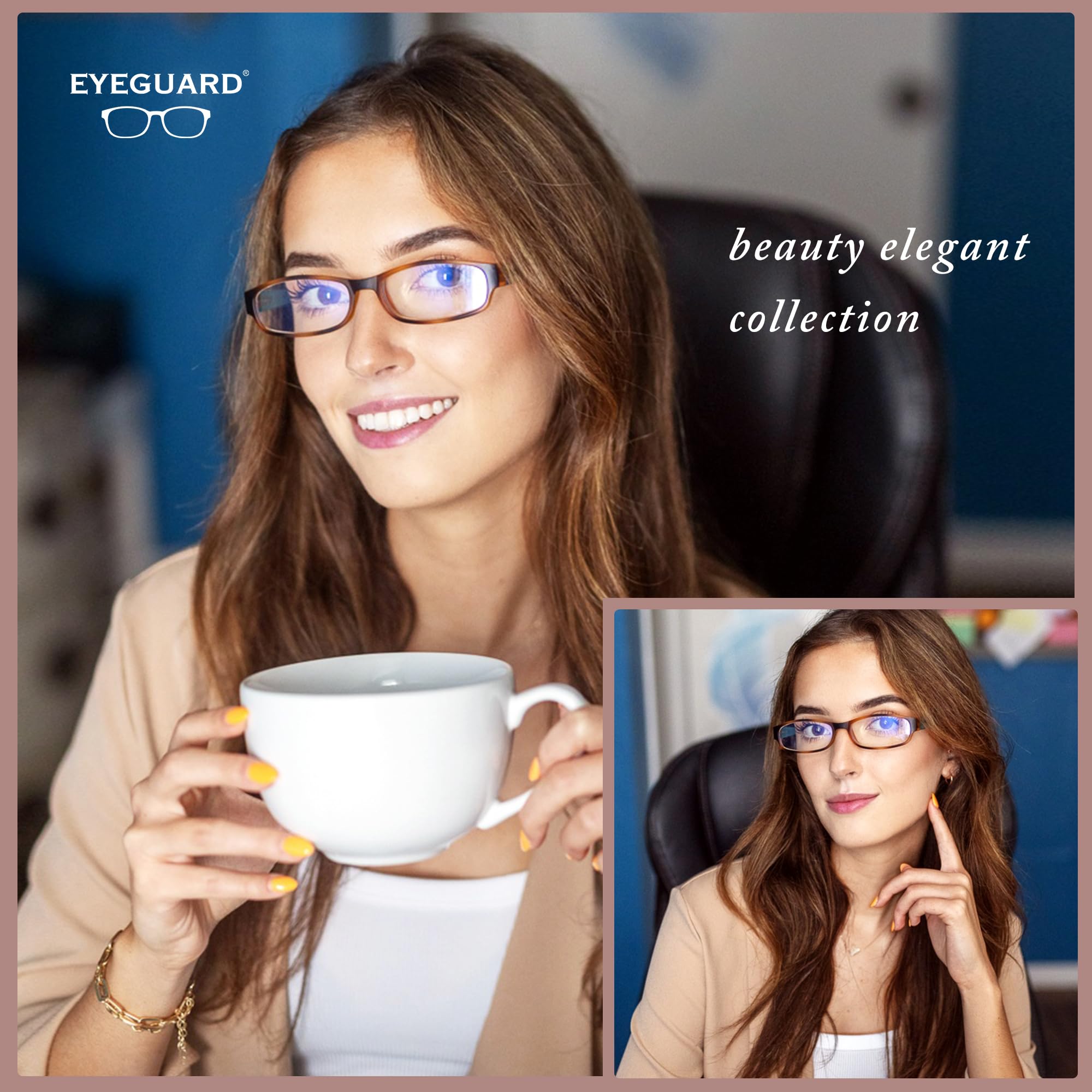 EYEGUARD fashion rectangle frames, stylish design for daily wear.