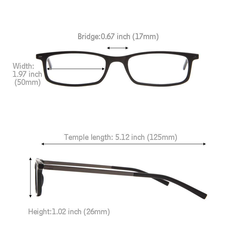EYEGUARD reading glasses feature a lightweight metal temple for durability.