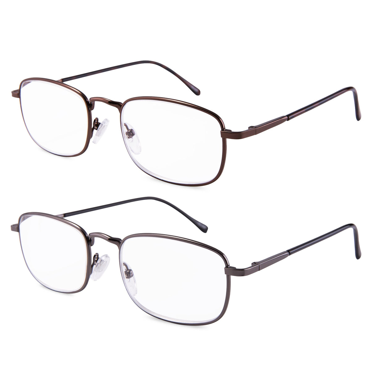 EYEGUARD two-pairs spring hinge reading glasses in gun color for crisp reading comfort