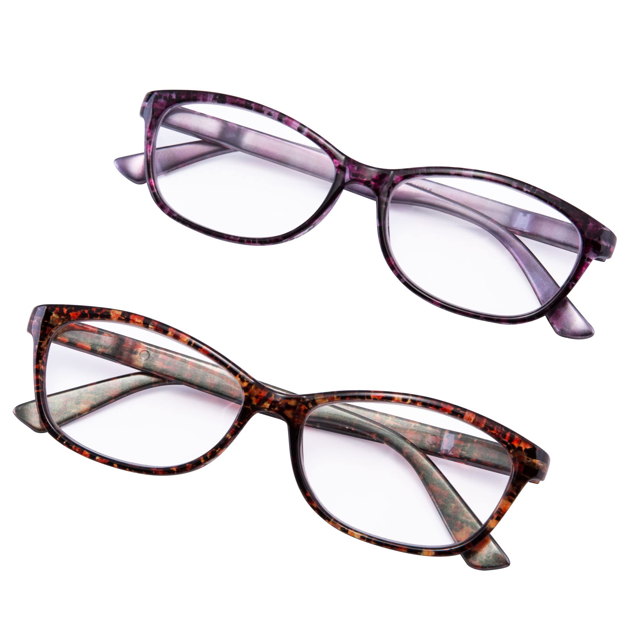EYEGUARD women's reading glasses spring hinge close-up shows flexible fit