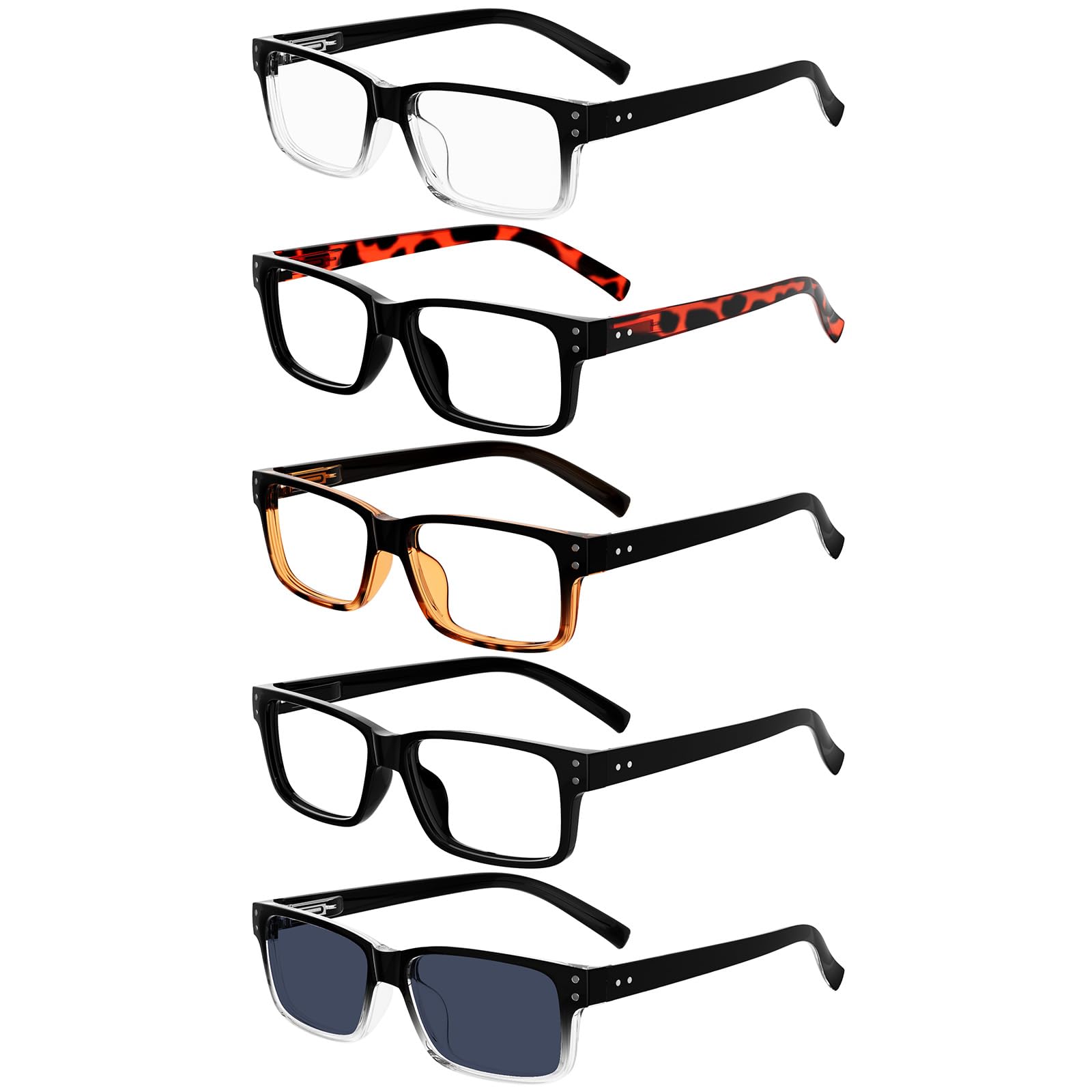 Eyekepper five-pack reading glasses for men, front view, classic style for daily reading.