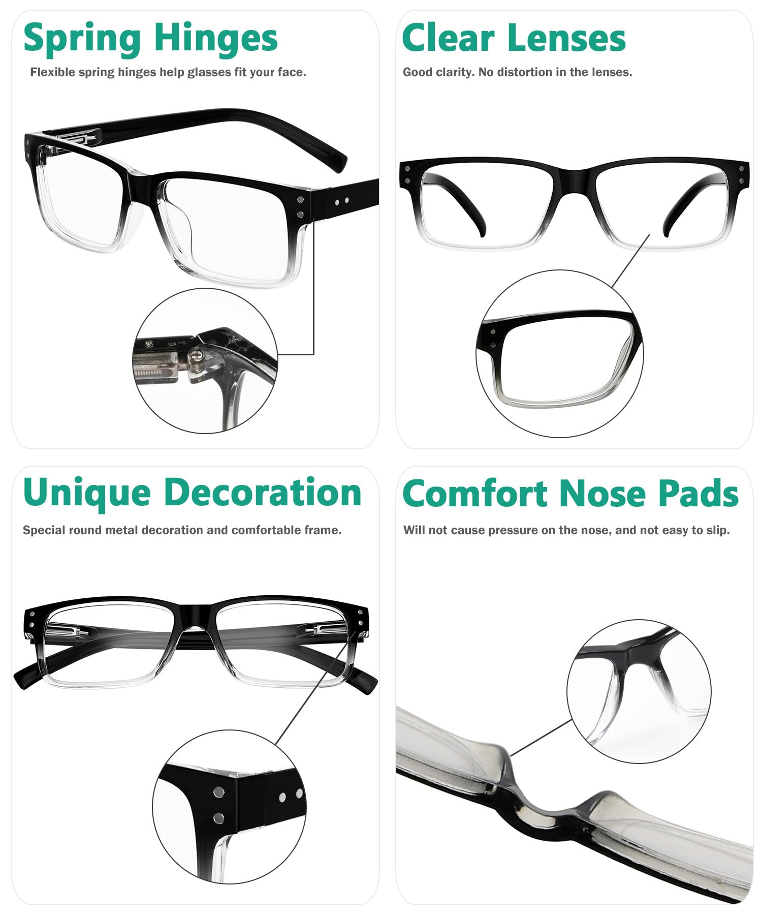 eyekepper clear lenses provide sharp, distraction-free reading and reduced eye strain