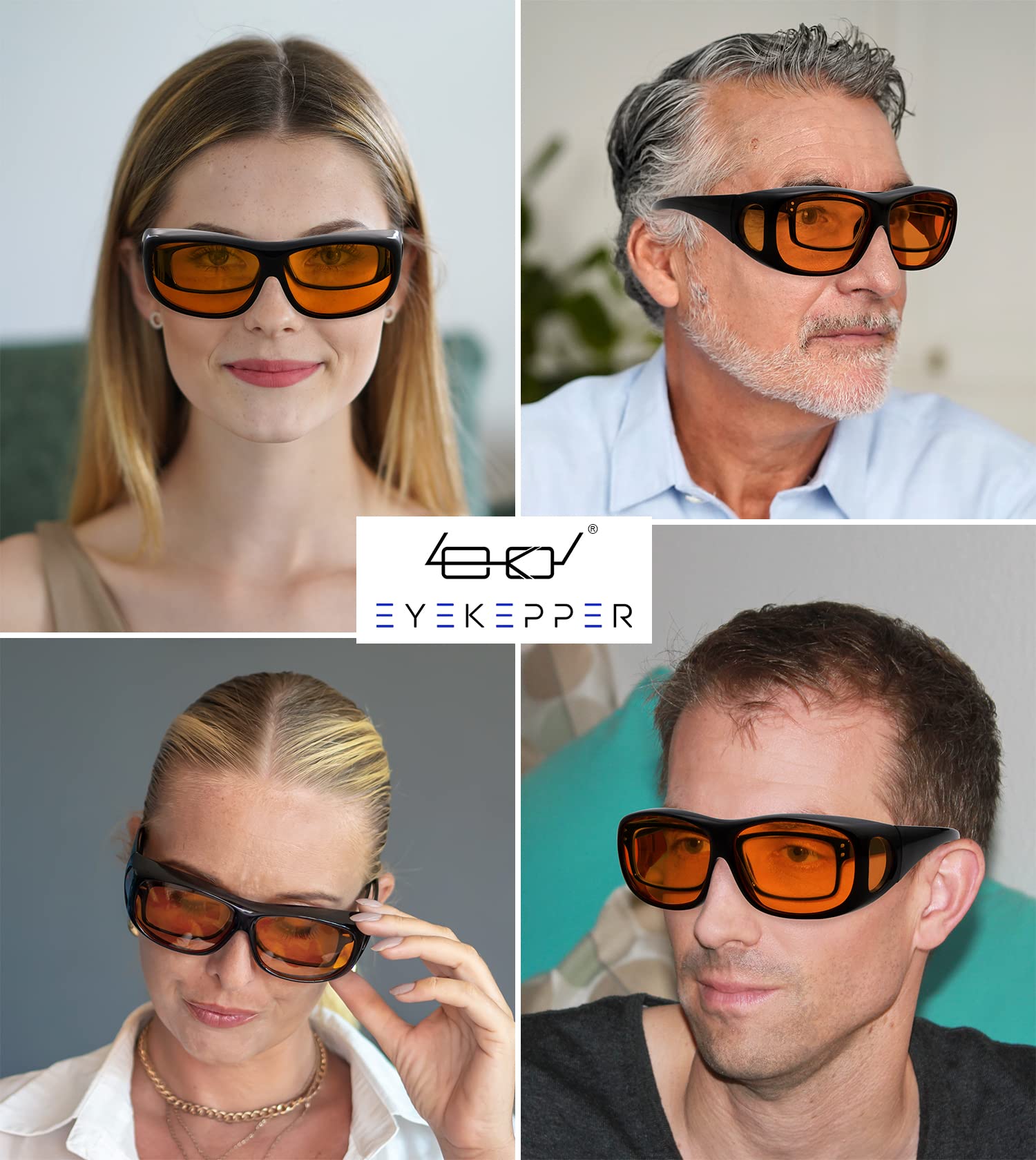 Close-up view of amber lenses from Eyekepper for glare reduction at night