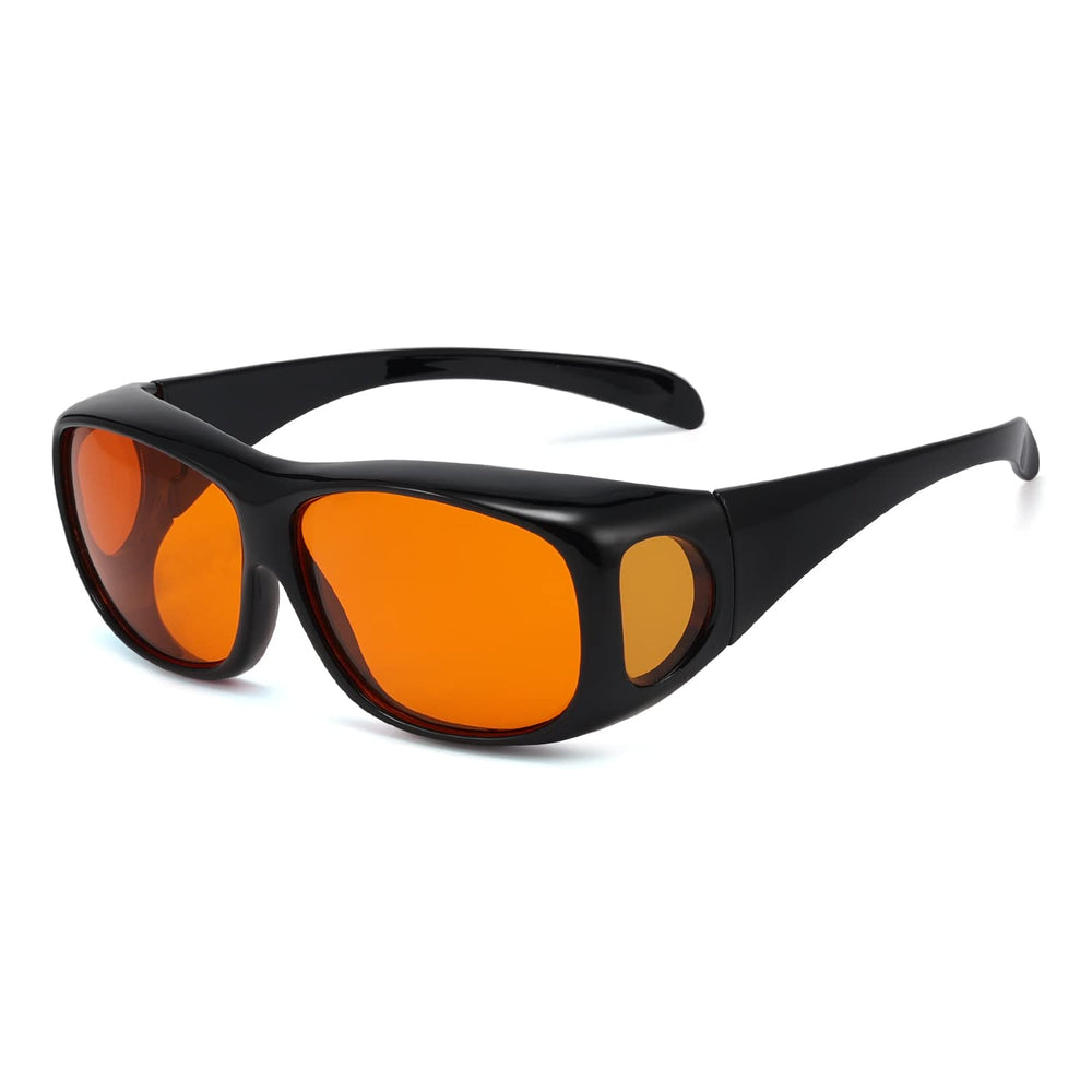 Eyekepper fitover blue light glasses in black frame reduce eyestrain during screen time.
