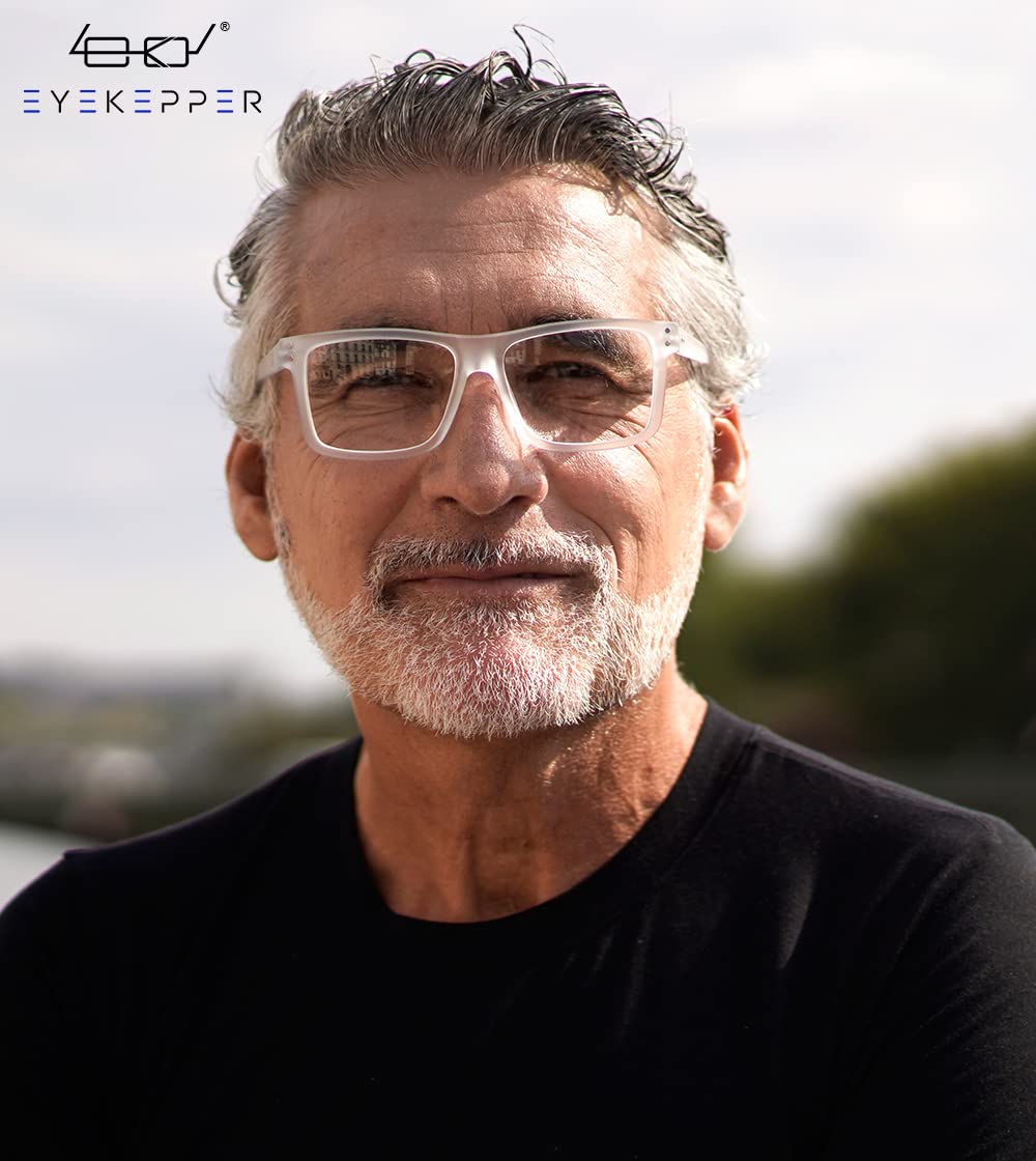 Front view of Eyekepper square-frame readers with a clear, modern design.