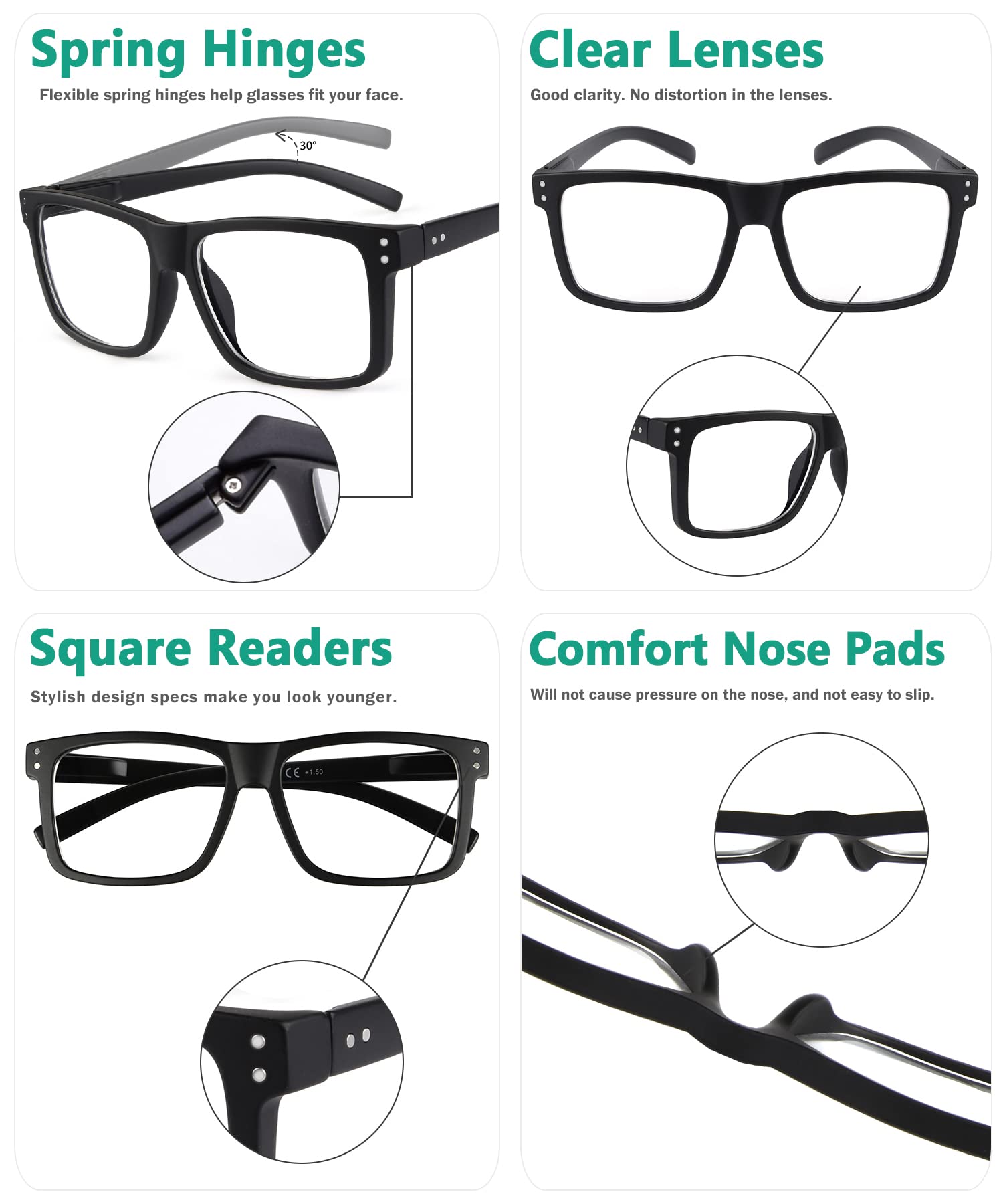 Eyekepper square reading glasses on desk ready for extended sessions.