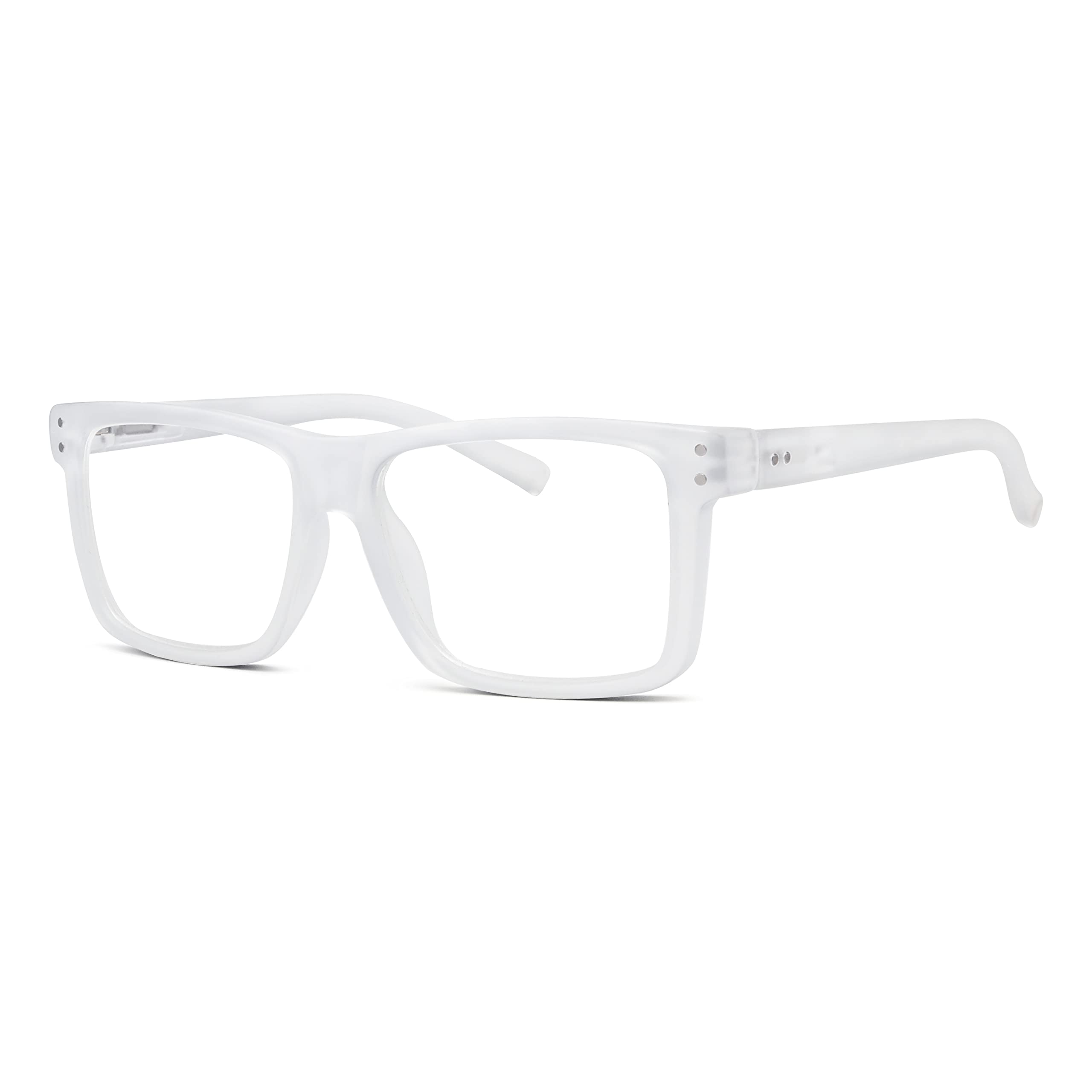 Eyekepper oversized reading glasses with a transparent square frame and +1.50 diopter.