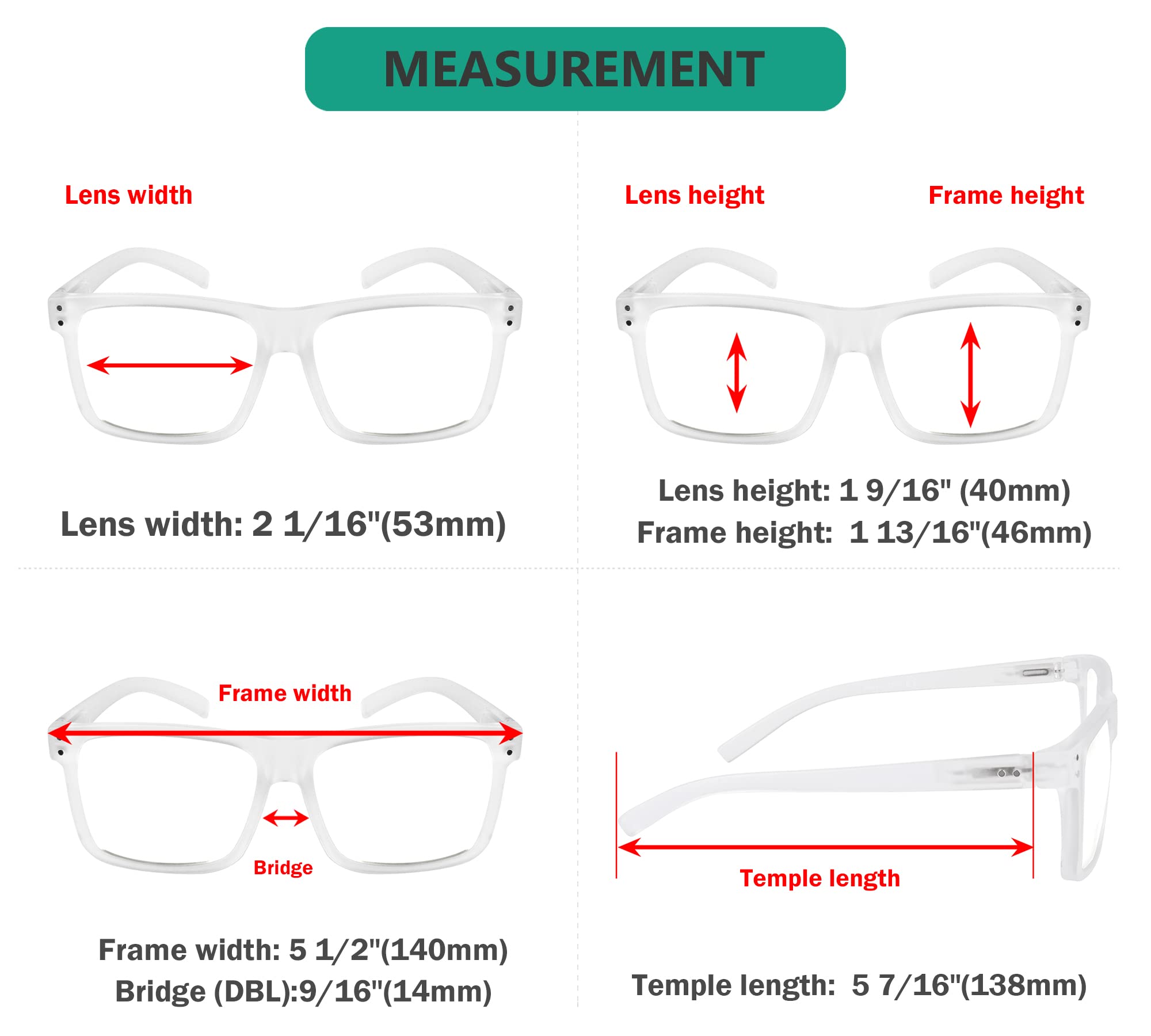 Spring-hinge Eyekepper glasses adapting to different faces for comfortable wear.