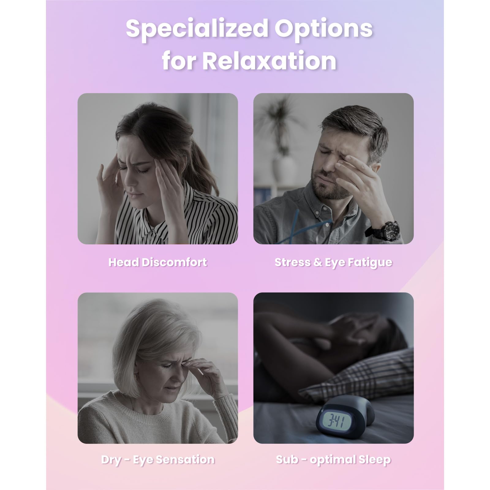 EyeOasis 3 Massager connects to phone for personalized playlist during use.