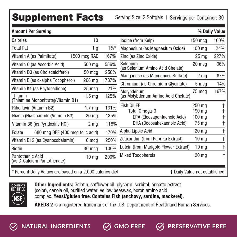 EyePromise Macular Health Complete bottle on counter for easy daily routine