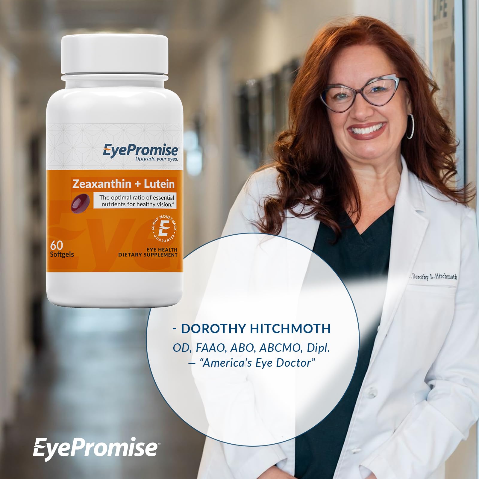 EyePromise capsules shown as part of a daily eye health routine.