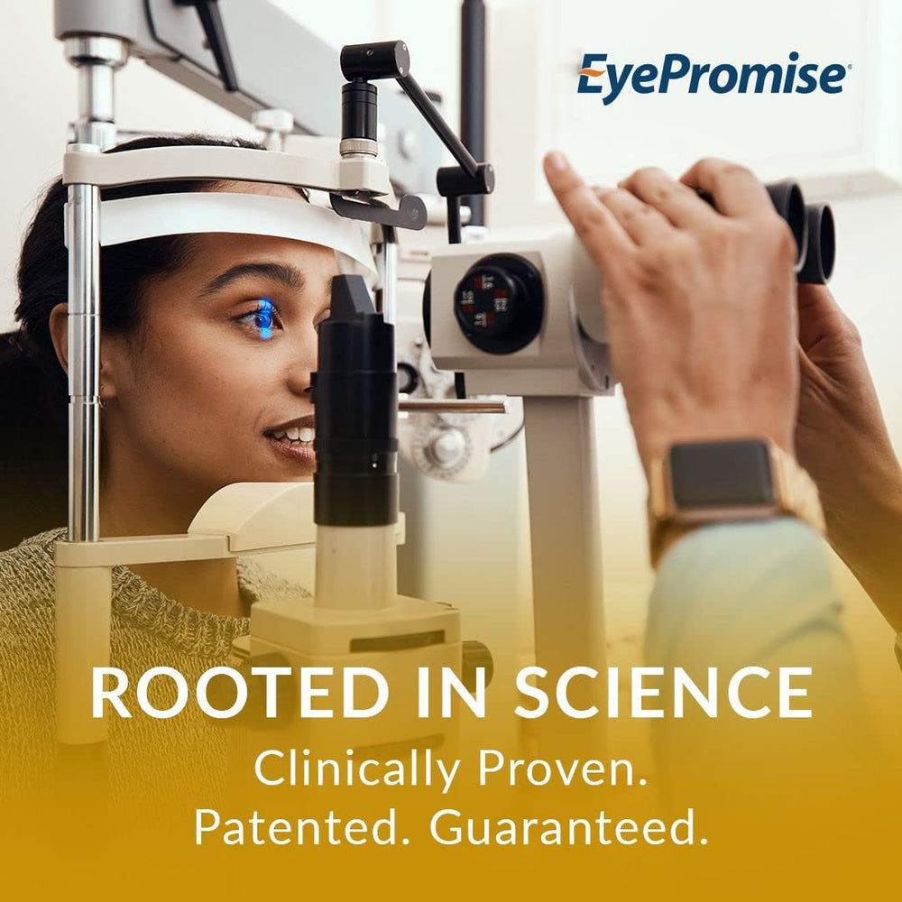 EyePromise Zeaxanthin bottle on workspace to promote comfortable vision during tasks.
