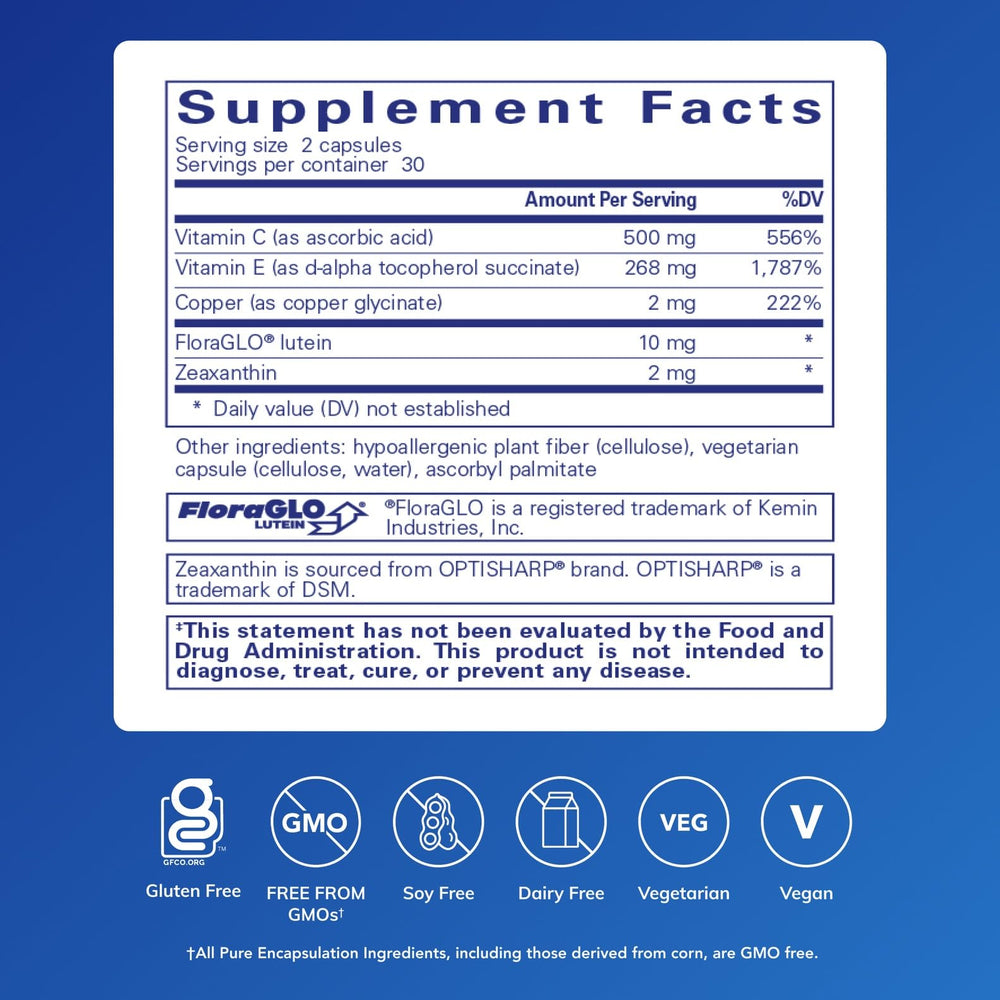EyeProtect Basics capsules close-up shows easy-to-swallow capsules for eye support.