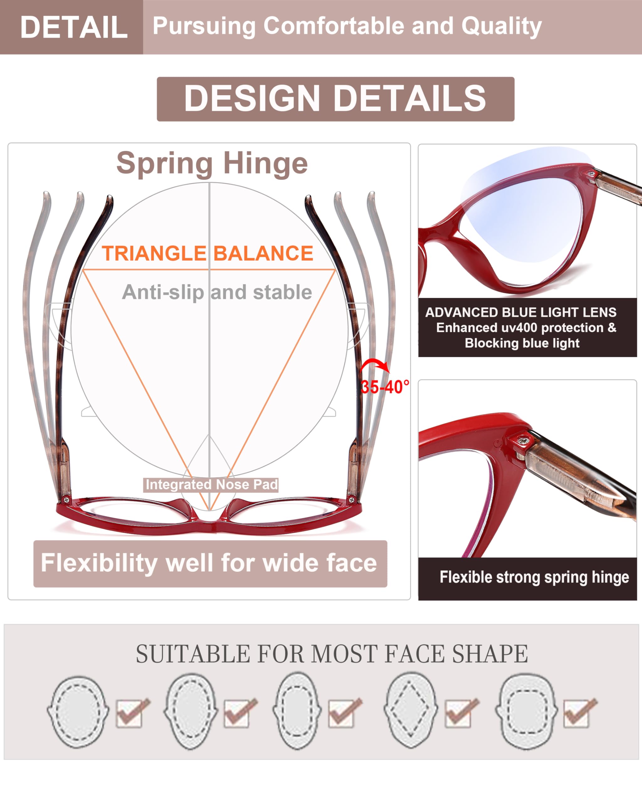 EYEURL cat-eye reading glasses come in various colors to match outfits