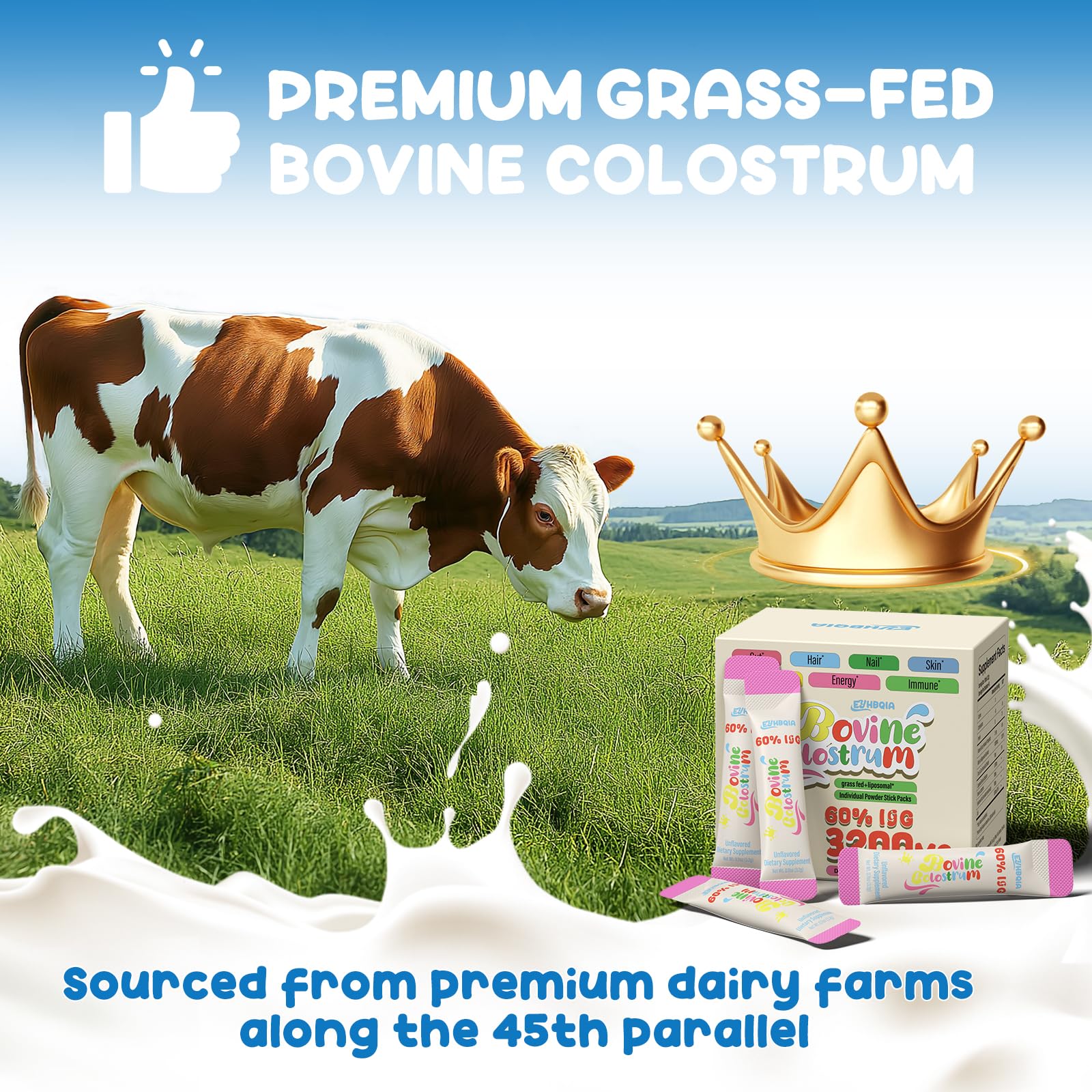 EYHBQIA colostrum powder liposomal delivery enhances absorption