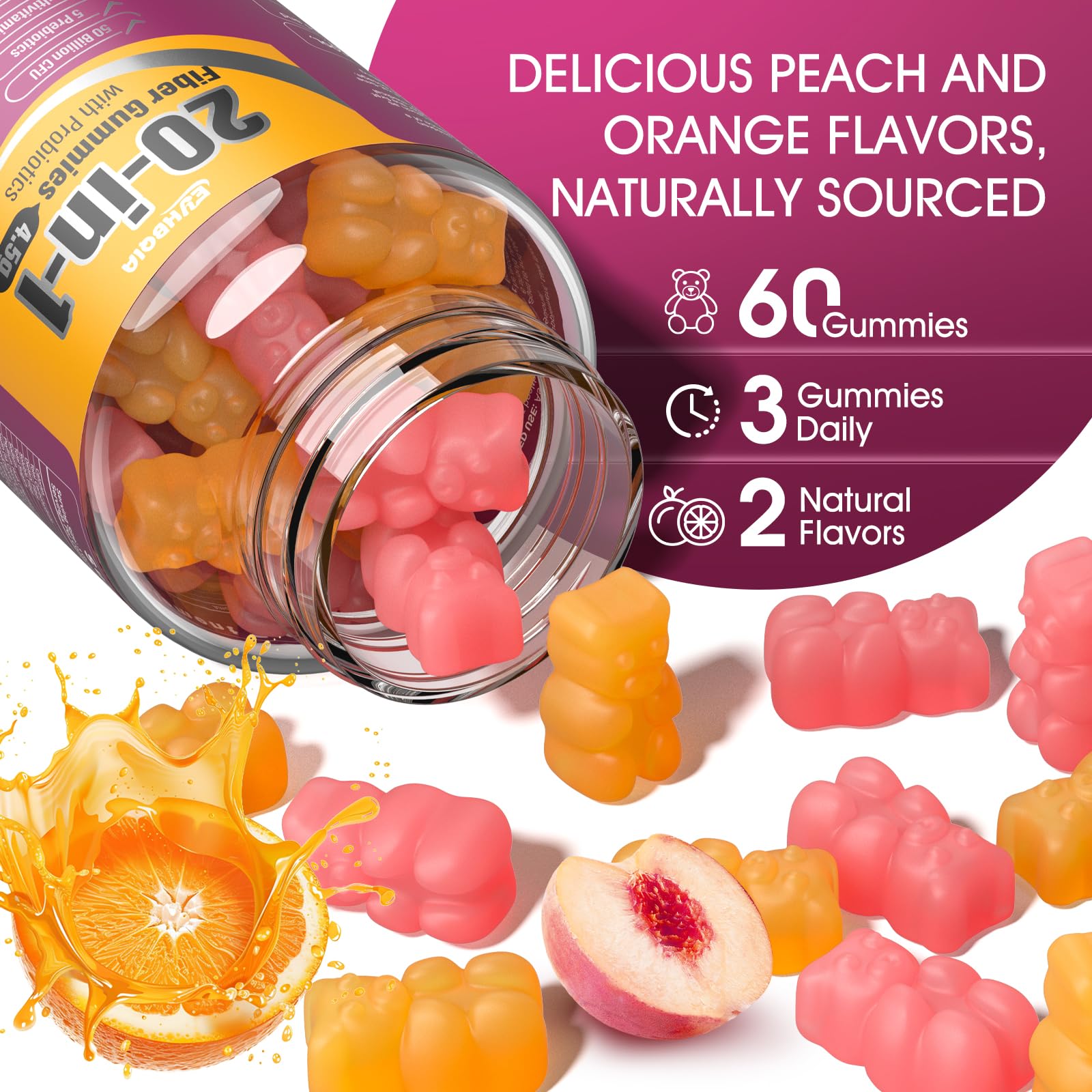 EYHBQIA label close-up emphasizing probiotic blend and prebiotic support