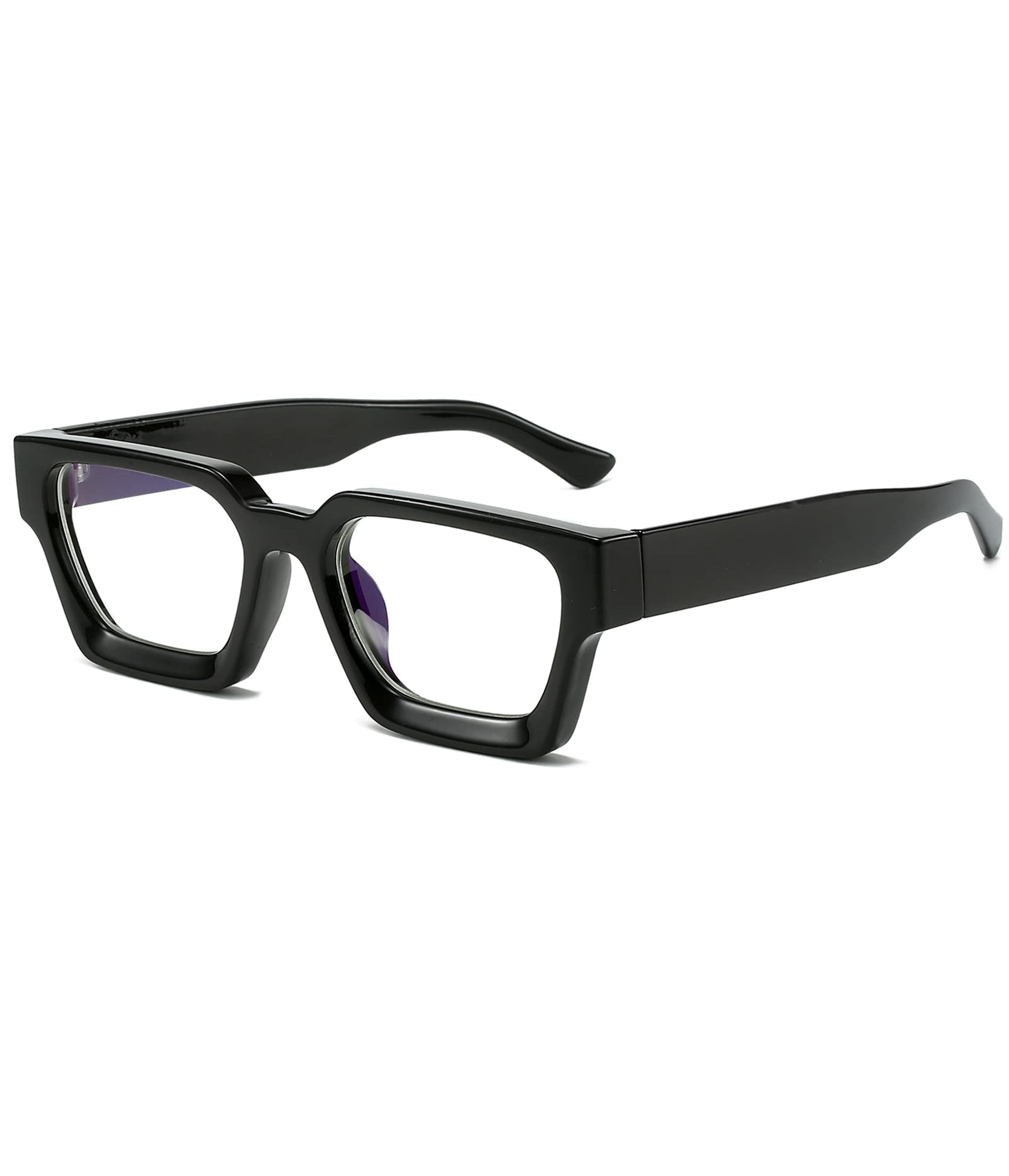 EYLRIM thick square blue light glasses viewed from front for all-day computer use.