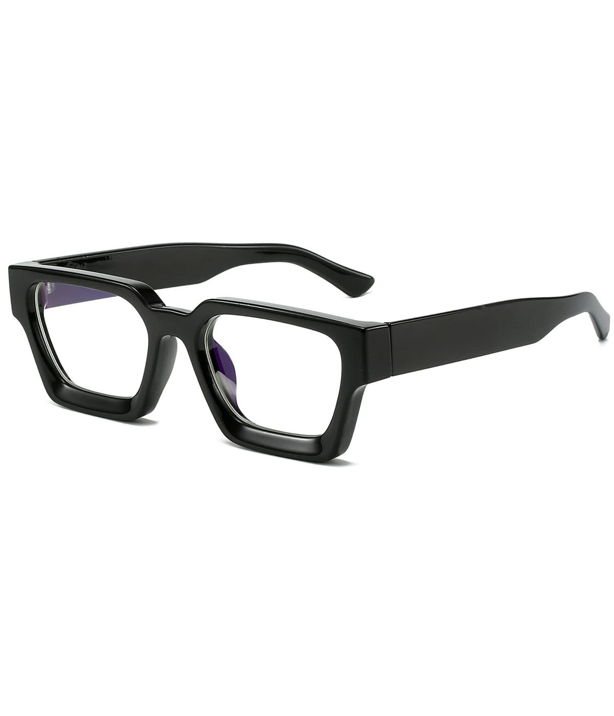 EYLRIM thick square blue light glasses viewed from front for all-day computer use.