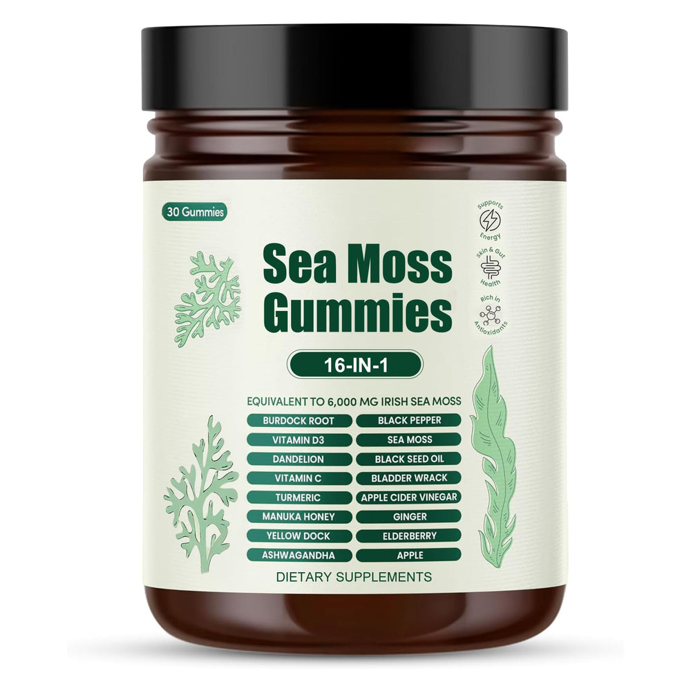 Eyowea Sea Moss Gummies bottle on a shelf for daily nutrition on the go.