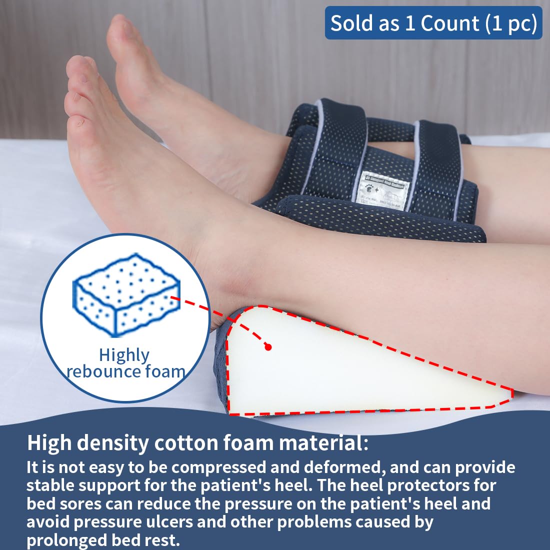 EZ Assistive Heel Protector Cushion cross-fix method reduces slipping during use.