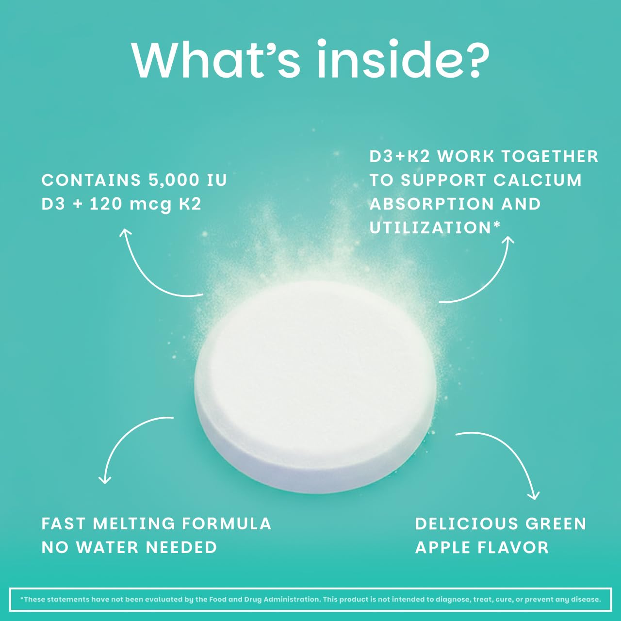 EZ Melts green apple flavored tablets for convenient daily support