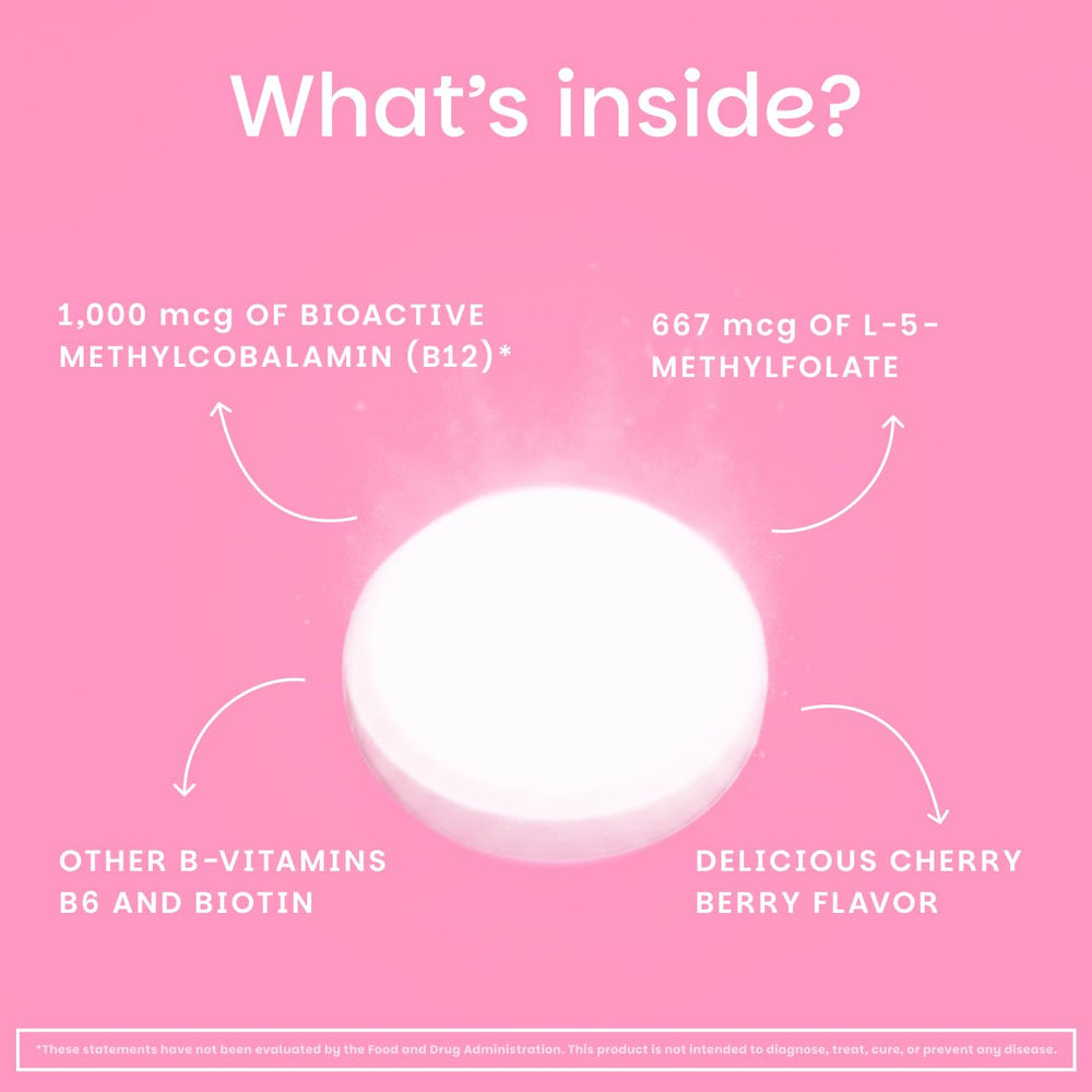 EZ Melts B vitamin blend label emphasizes essential nutrients for daily wellness.