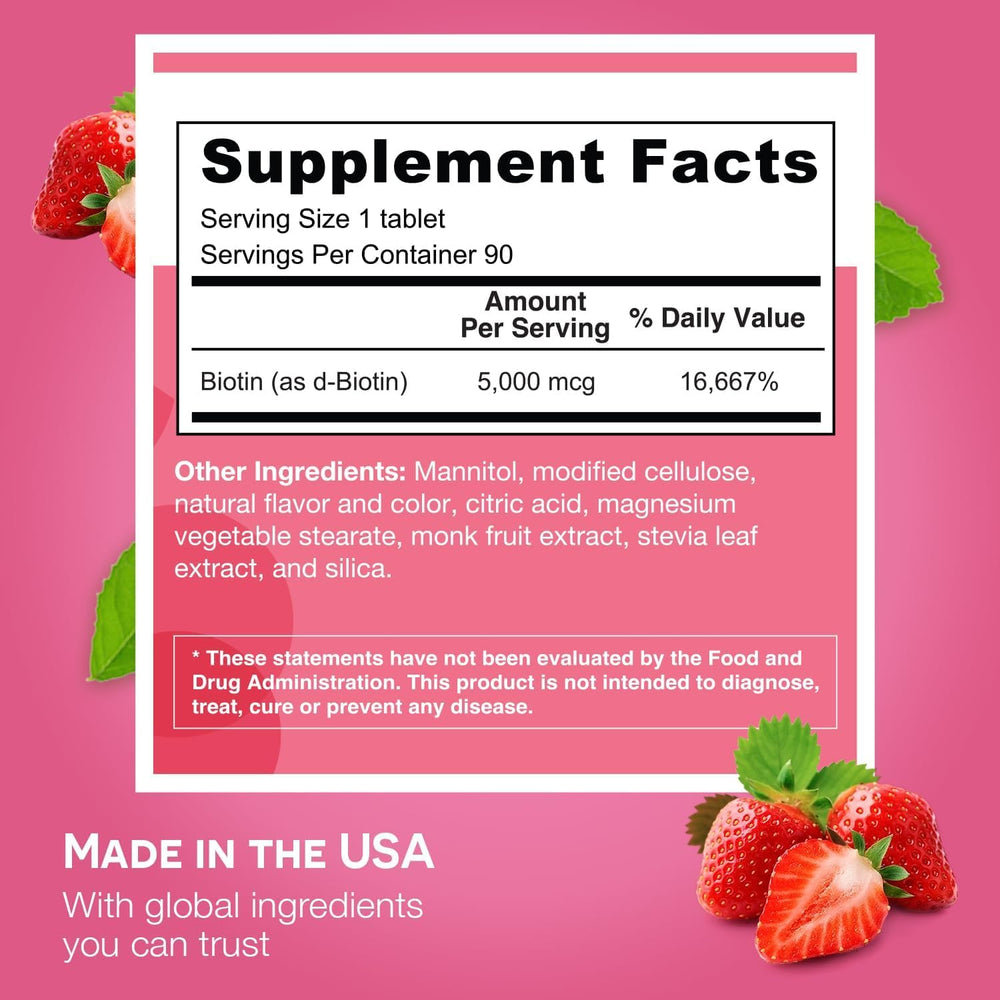 EZ Melts Biotin 5000mcg bottle and packaging shown for premium quality
