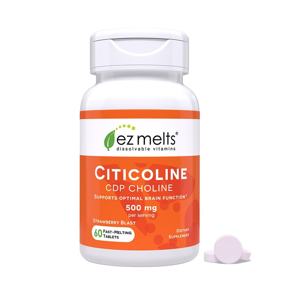 EZ Melts citicoline bottle with dissolvable tablets for on-the-go support.