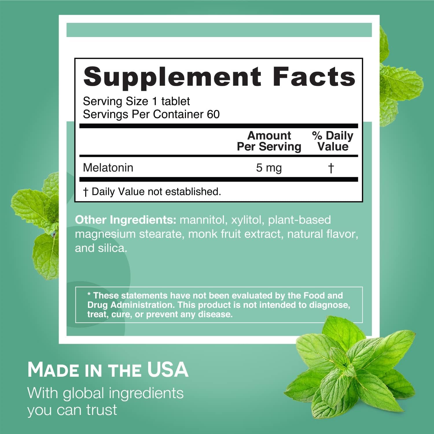 EZ Melts cool mint flavor enhances nightly melatonin intake.