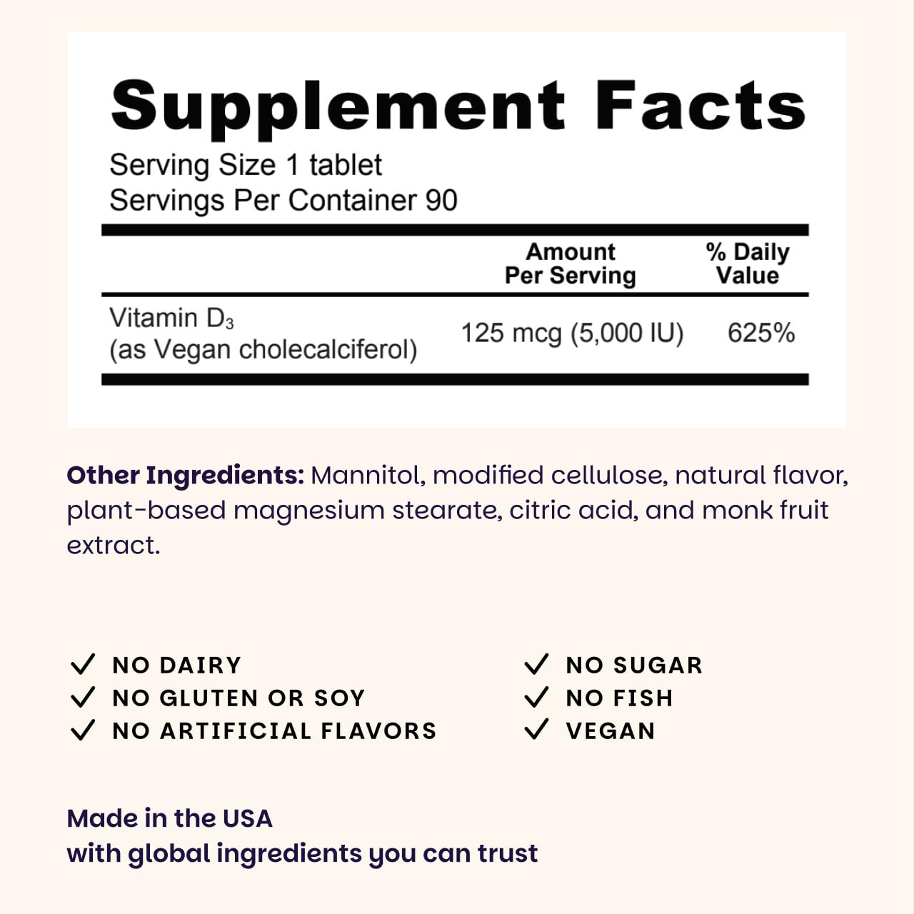 Close-up of EZ Melts D3 tablet highlighting plant-based formulation