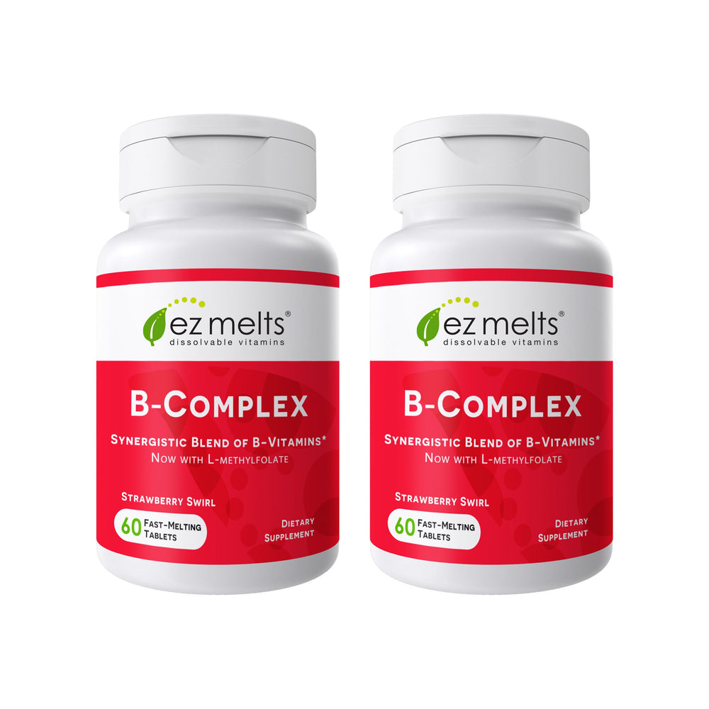 EZ Melts dissolvable B-Complex strawberry flavor for quick energy support.