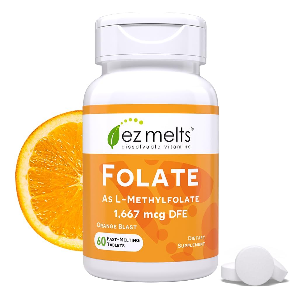 EZ Melts dissolvable folate bottle on tongue showing easy absorption