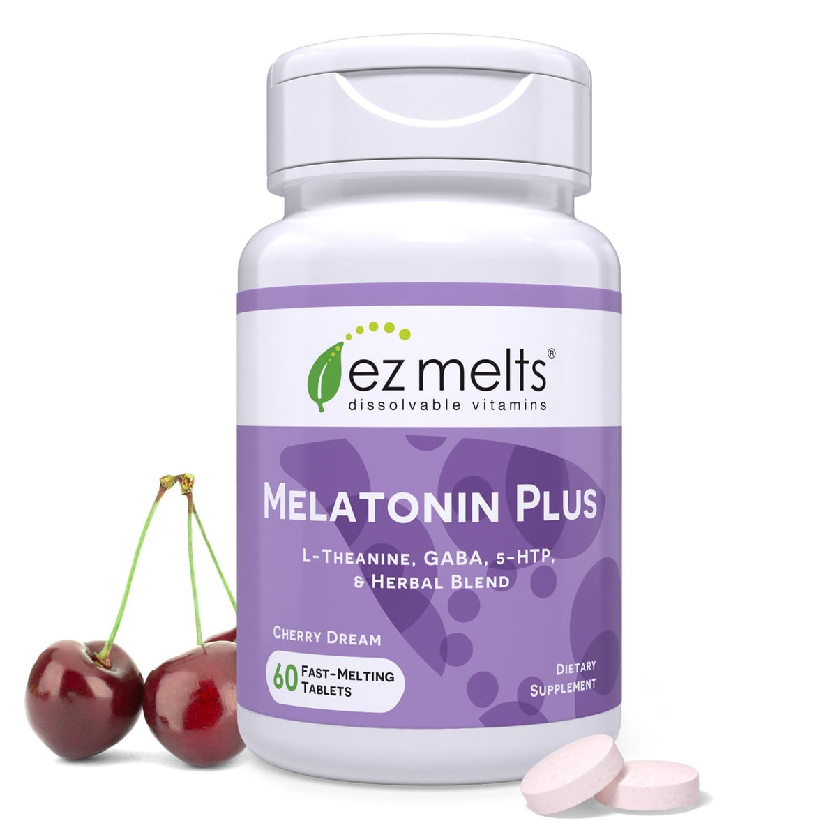 EZ Melts Melatonin Plus bottle and pills for quick bedtime support.