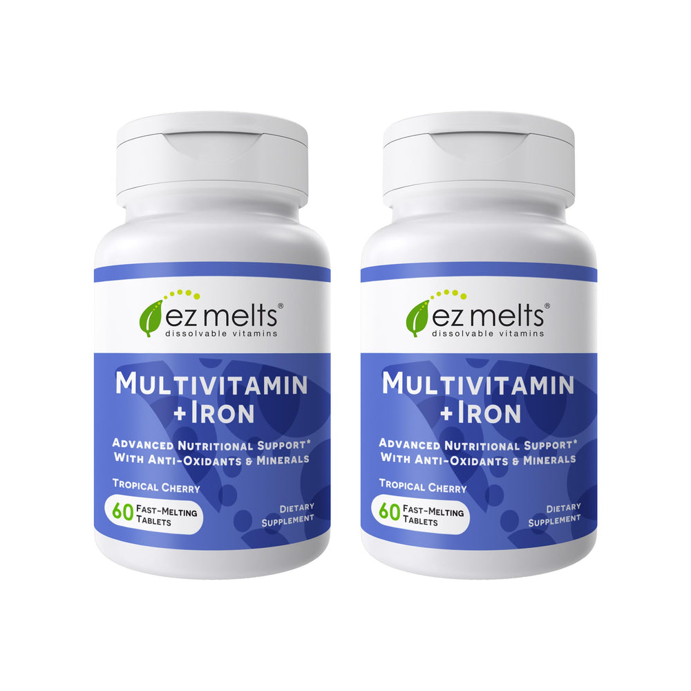 EZ Melts dissolvable multivitamin peach tablet ready to melt in your mouth