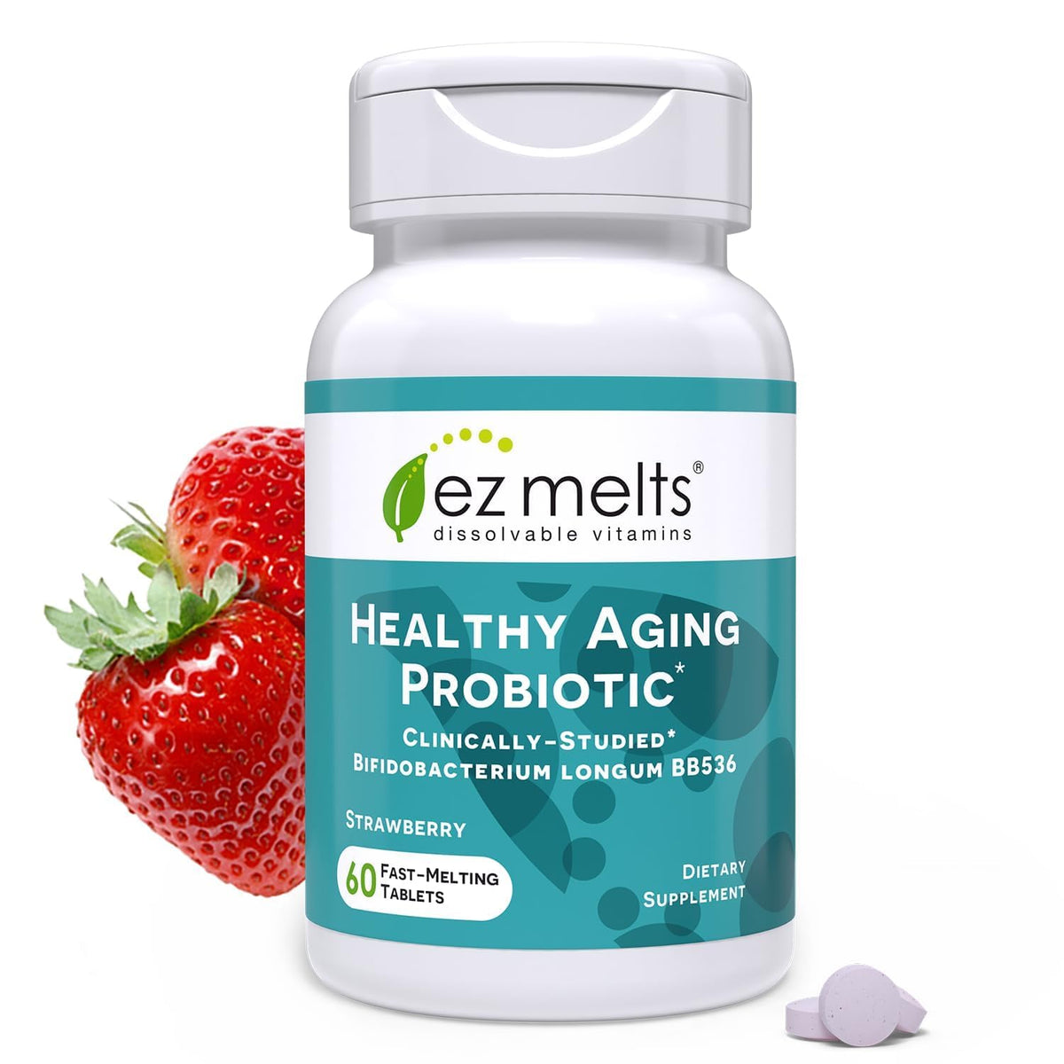 EZ Melts dissolvable probiotic bottle for daily gut support