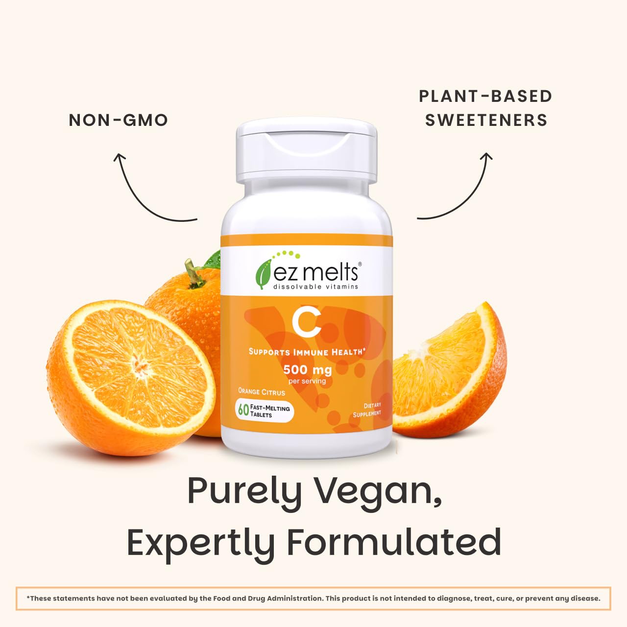 EZ Melts Vitamin C 500 mg vegan dairy-free formula