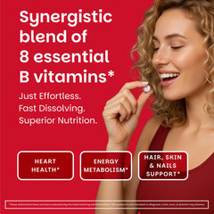 EZ Melts eight B vitamins support daily energy and resilience.