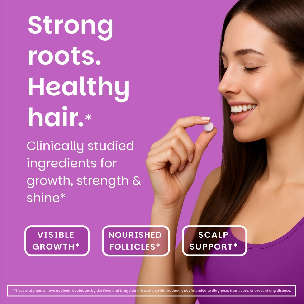 EZ Melts Hair Health Complete bottle label highlights AnaGain Nu and biotin