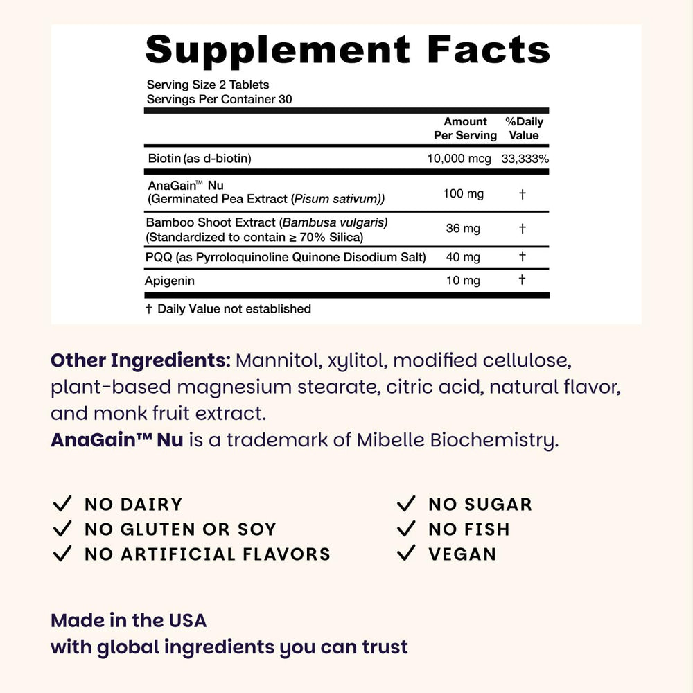 EZ Melts Hair Health Complete tablets dissolving on tongue for fast intake