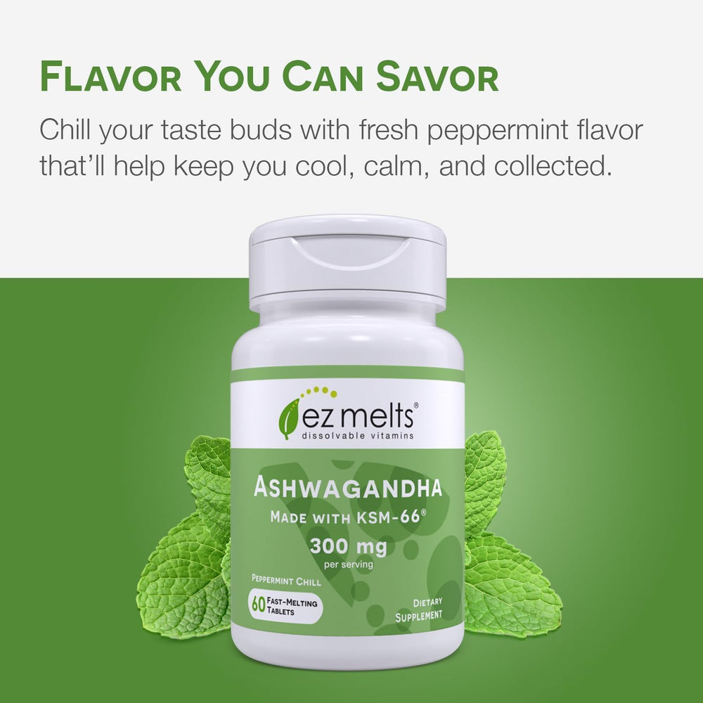 EZ Melts ingredient panel shows vegan, gluten-free, sugar-free claims